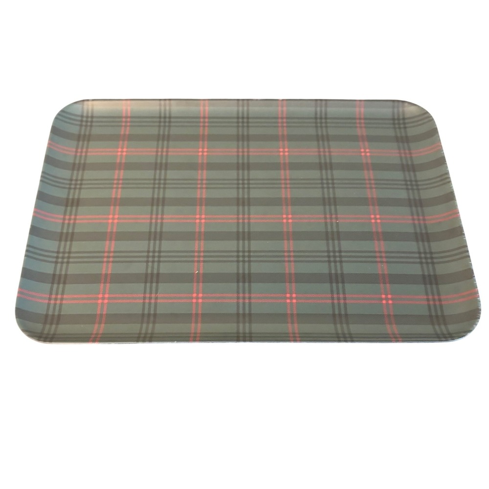 Hearth & Hand Magnolia | Green Red Plaid Bamboo Melamine Serving Tray | 13x9.5